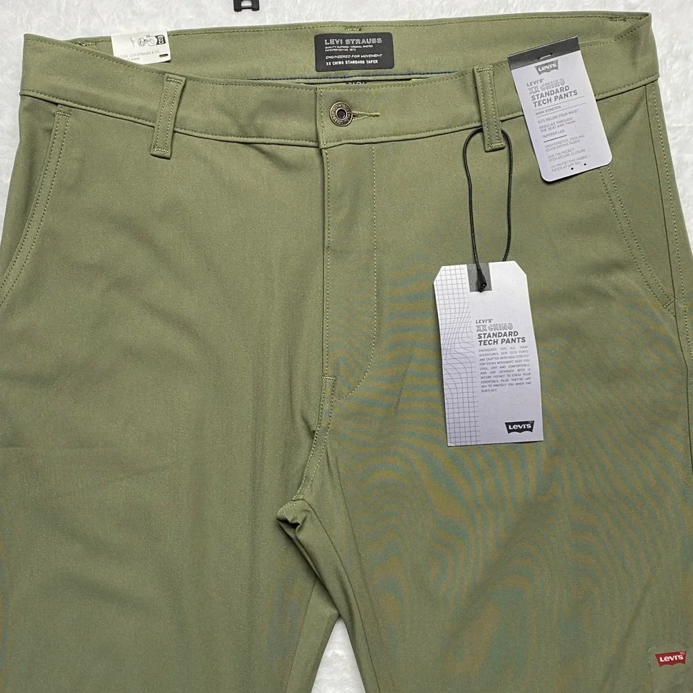 Levis XX Chino Standard Tech Pants Mens Olive‎ Tapered Stretch UPF 50+ 29x30 NWT